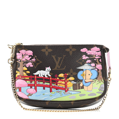 Louis Vuitton Monogram 2021 Christmas Animation Japanese Garden Mini Pochette Accessories Wisteria Pink 1 of 7
