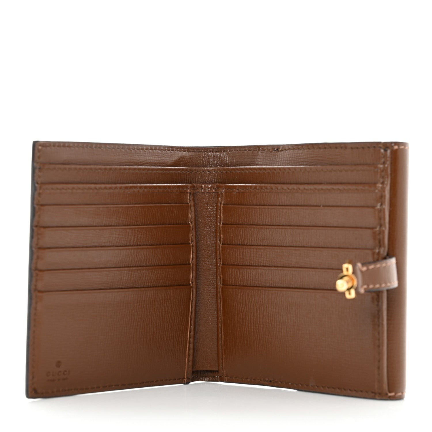 Gucci GG Supreme Monogram Textured Calfskin Web Jackie 1961 French Flap Wallet Beige Ebony Brown Sugar 5 of 9