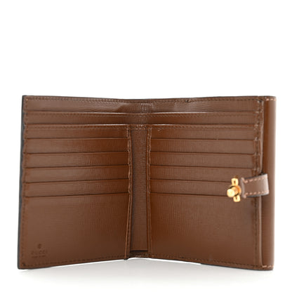 Gucci GG Supreme Monogram Textured Calfskin Web Jackie 1961 French Flap Wallet Beige Ebony Brown Sugar 5 of 9