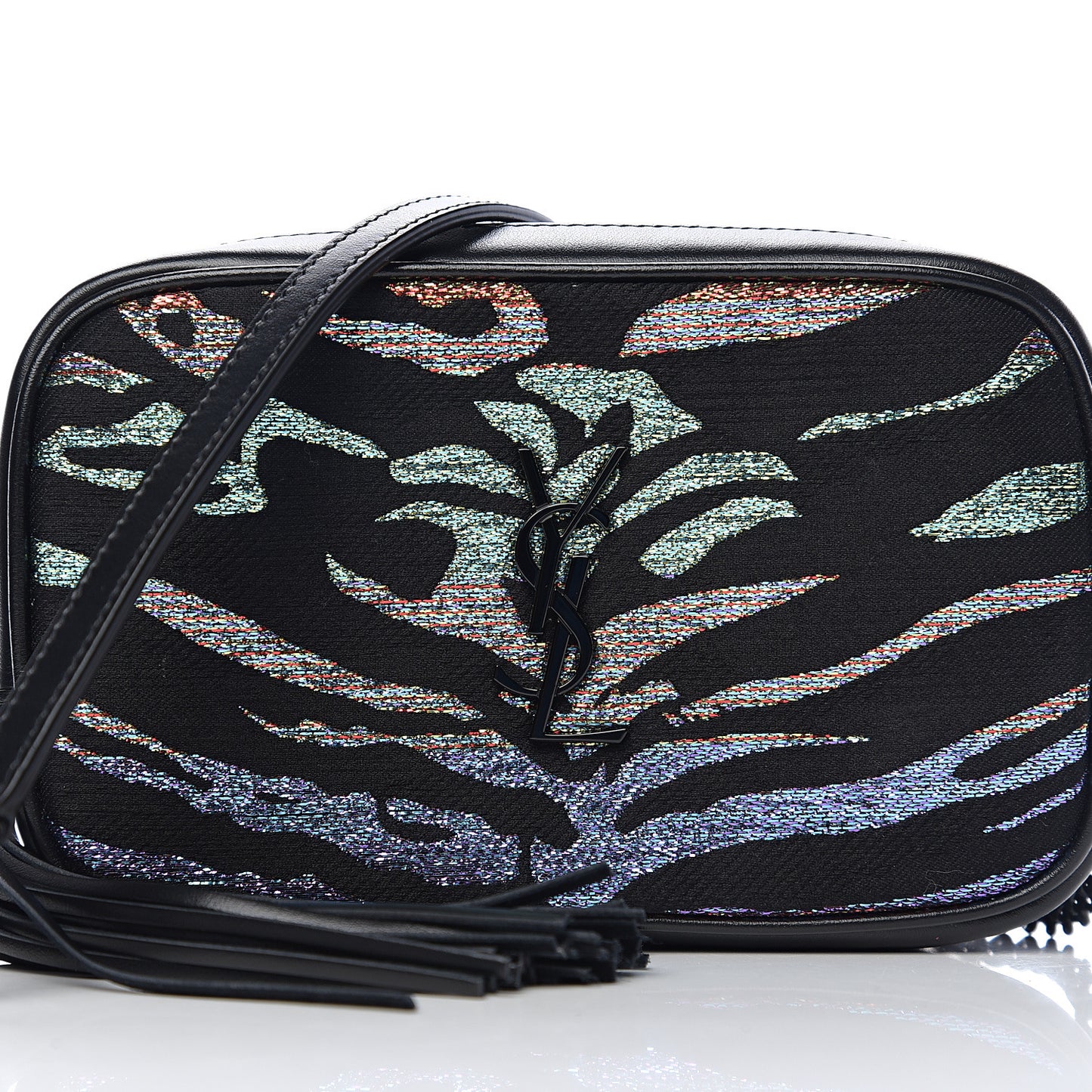 Calfskin Tiger Burnout Monogram Lou Camera Bag Black Multicolor
