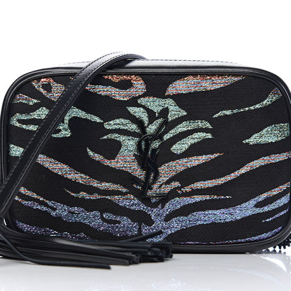 Saint Laurent Calfskin Tiger Burnout Monogram Lou Camera Bag Black Multicolor 9 of 10