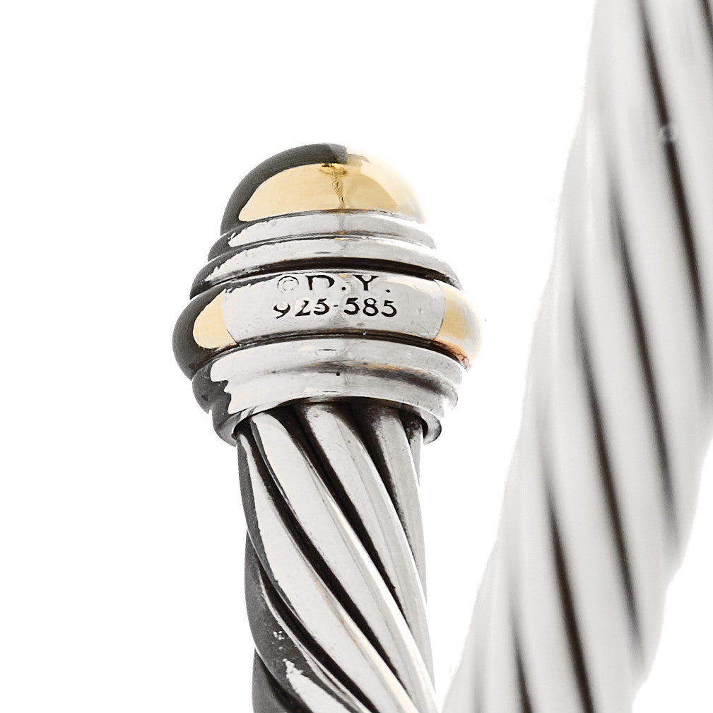 David Yurman Sterling Silver 14K Yellow Gold 7mm Cable Classics Dome Bracelet 3 of 3