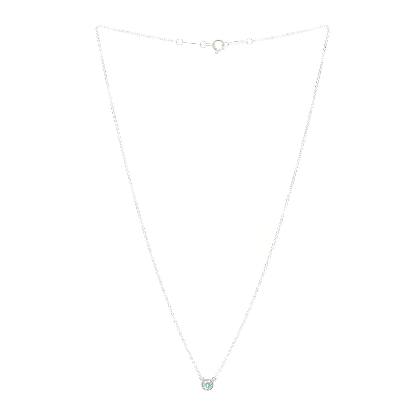 Sterling Silver Aquamarine Elsa Peretti Color by the Yard Pendant Necklace