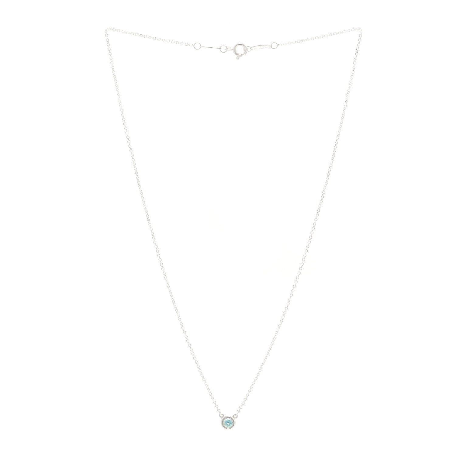Tiffany Sterling Silver Aquamarine Elsa Peretti Color by the Yard Pendant Necklace 3 of 5