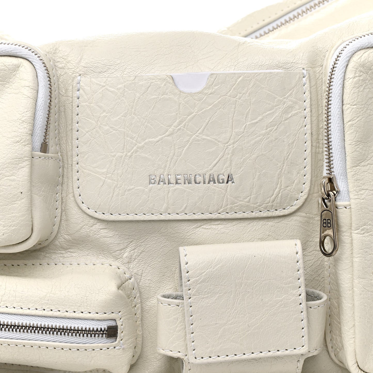 Agneau Arena Superbusy Large Sling Zip Shoulder Bag Optic White
