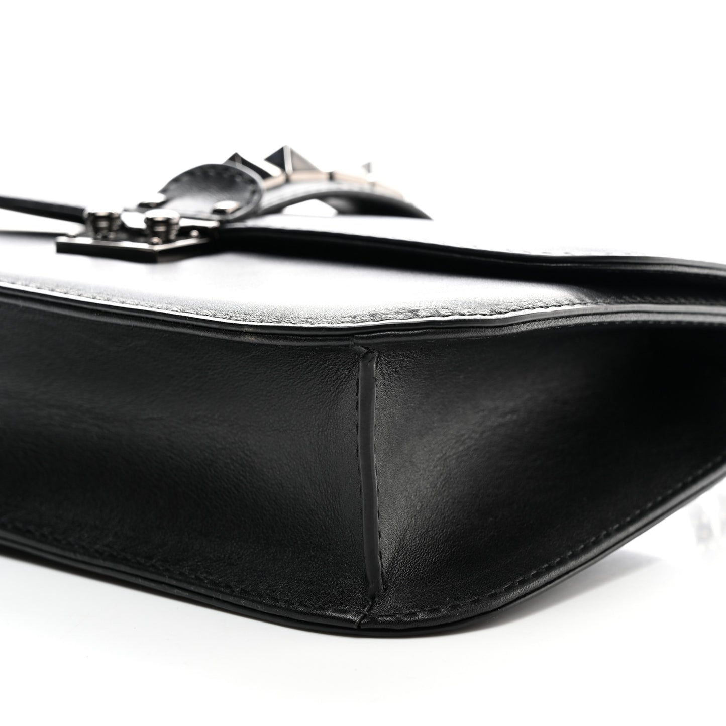 Vitello Medium Glam Lock Rockstud Flap Black