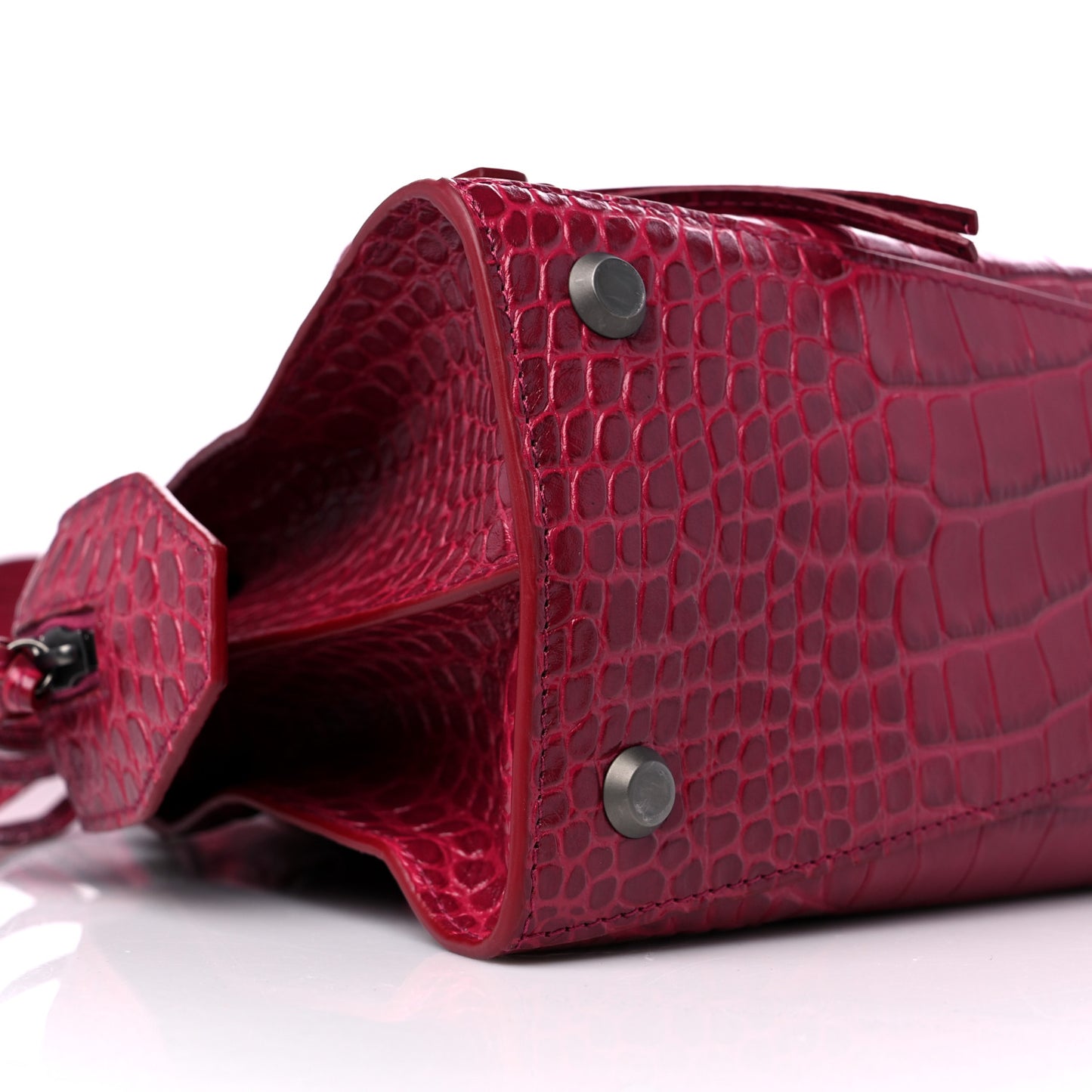 Calfskin Crocodile Embossed Neo Classic Silver Hardware S City Raspberry