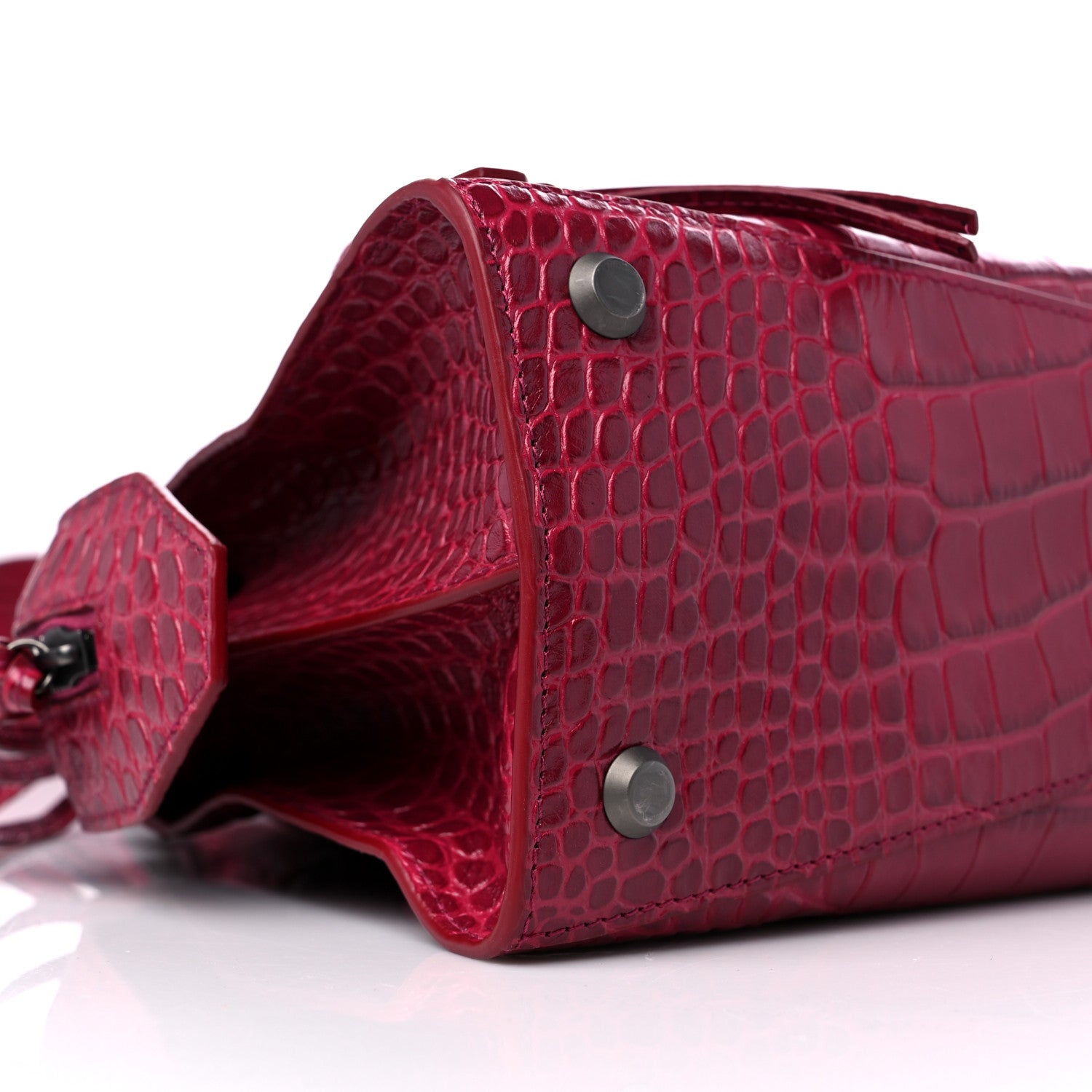 Balenciaga Calfskin Crocodile Embossed Neo Classic Silver Hardware S City Raspberry 7 of 8