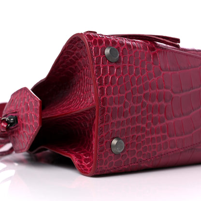 Balenciaga Calfskin Crocodile Embossed Neo Classic Silver Hardware S City Raspberry 7 of 8