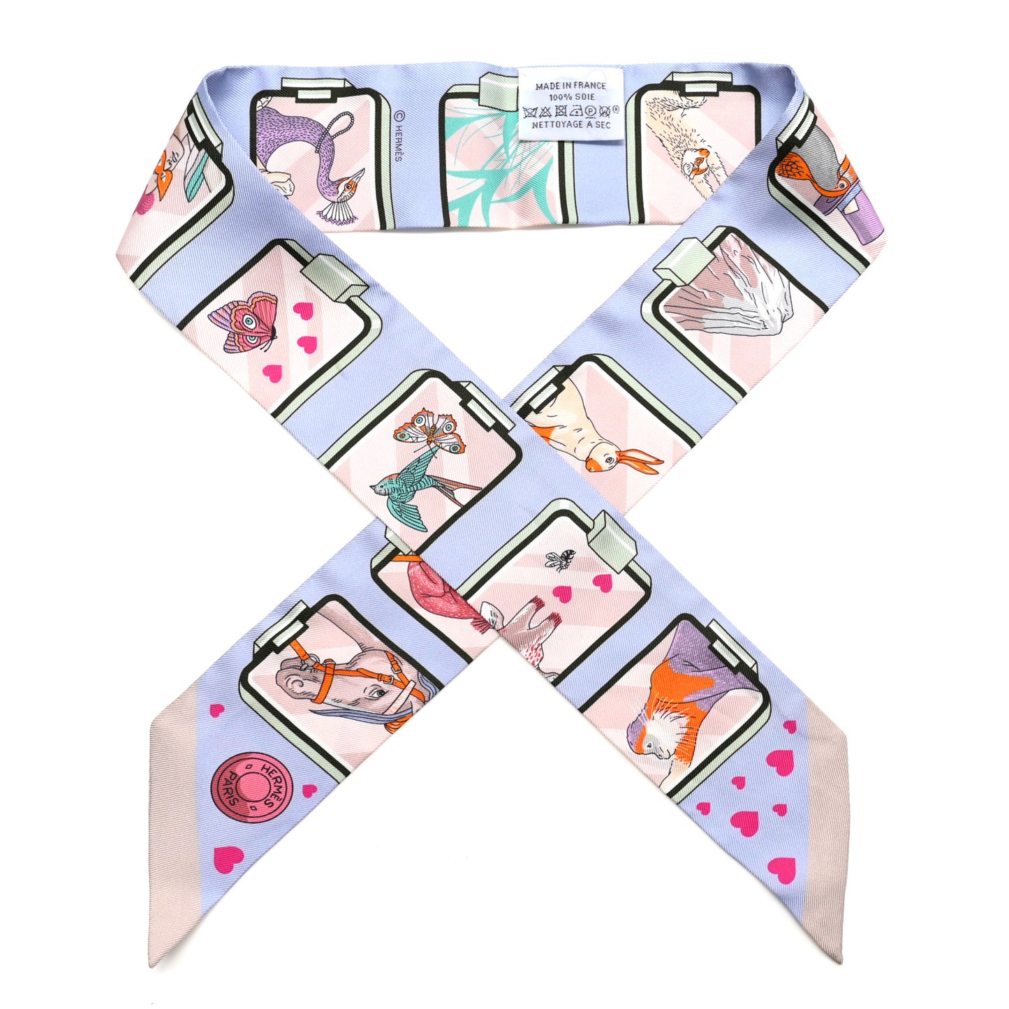Silk Story Twilly Blue Pale Rose Vert