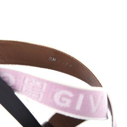 Givenchy Grosgrain Cross Logo Ankle Strap Sandals 37.5 Pink White 10 of 11
