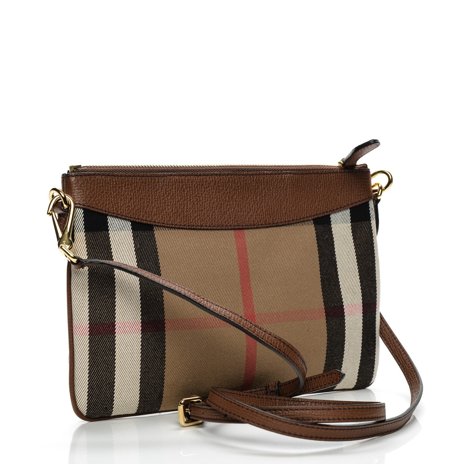Burberry House Check Derby Peyton Crossbody Clutch Bag Tan 3 of 8