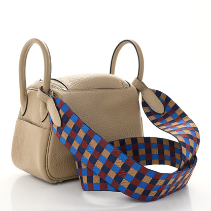 Hermes Taurillon Clemence Maxi Quadrille Mini Lindy 20 Trench Bleu Billard Biscuit 3 of 9