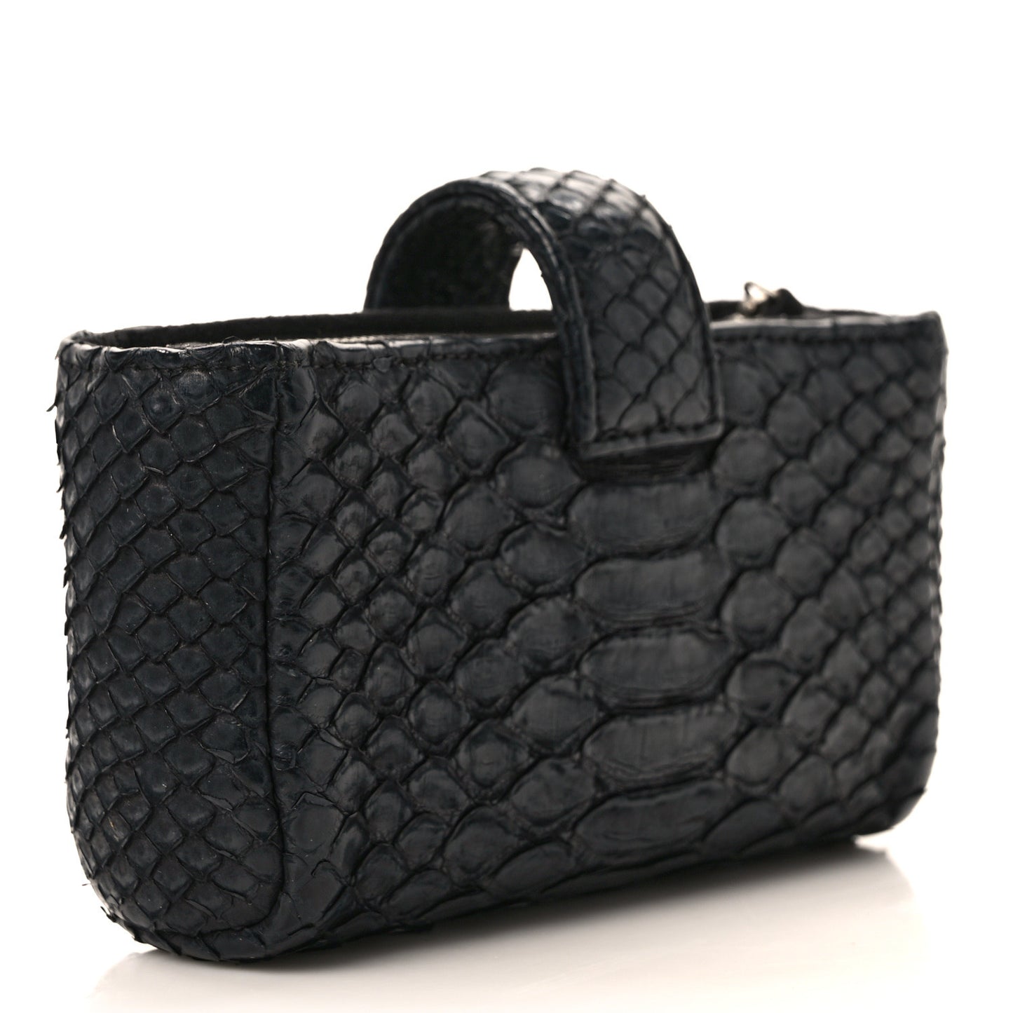 Snakeskin Quilted Mini Phone Holder Clutch Black