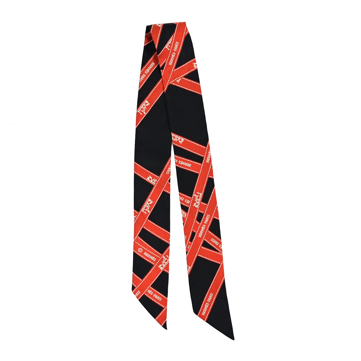 Hermes Silk Bolduc Twilly Black Orange 2 of 3