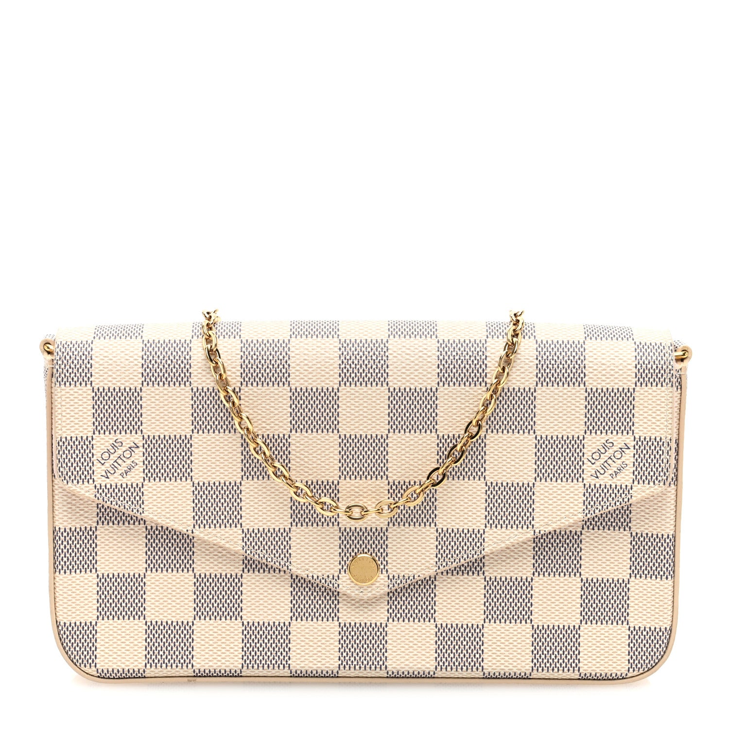 Louis Vuitton Damier Azur Pochette Felicie Chain Wallet Rose Ballerine 1 of 11