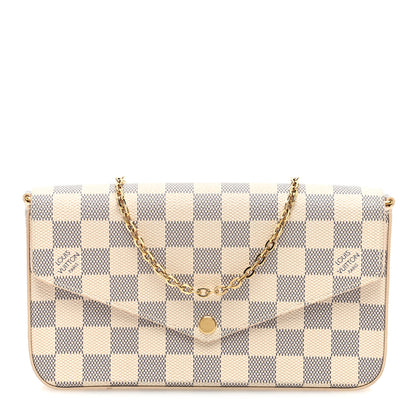 Louis Vuitton Damier Azur Pochette Felicie Chain Wallet Rose Ballerine 1 of 11