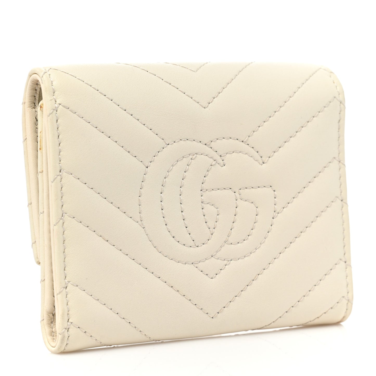 Calfskin Matelasse GG Marmont Wallet Mystic White