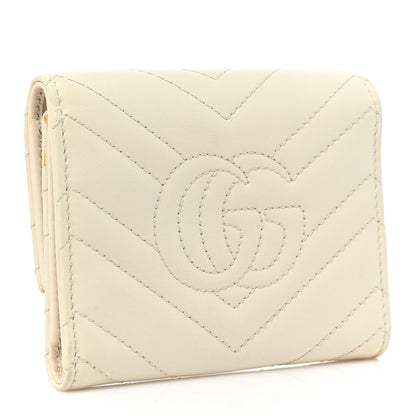 Gucci Calfskin Matelasse GG Marmont Wallet Mystic White 3 of 14