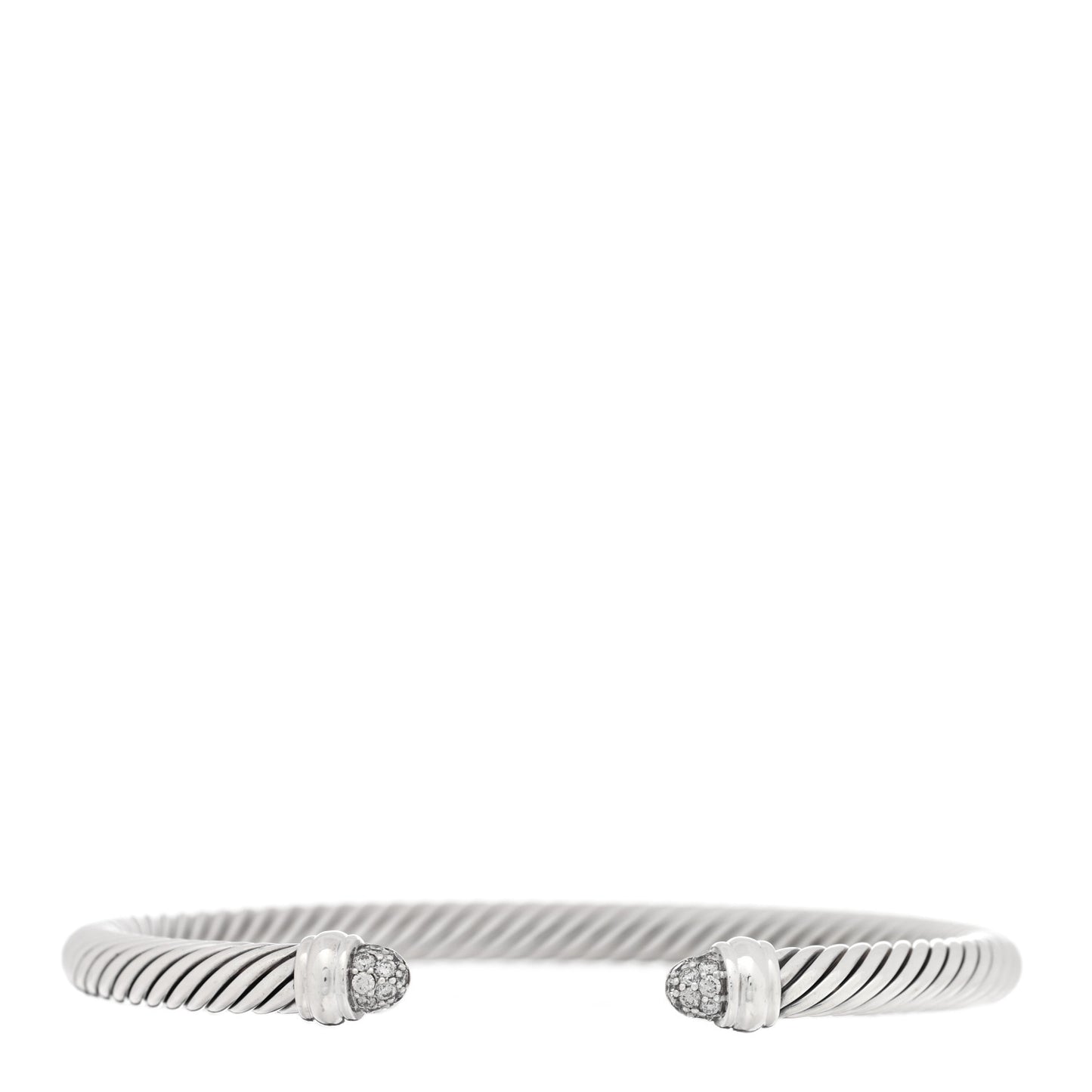 Sterling Silver Pave Diamond 5mm Cable Classics Bracelet