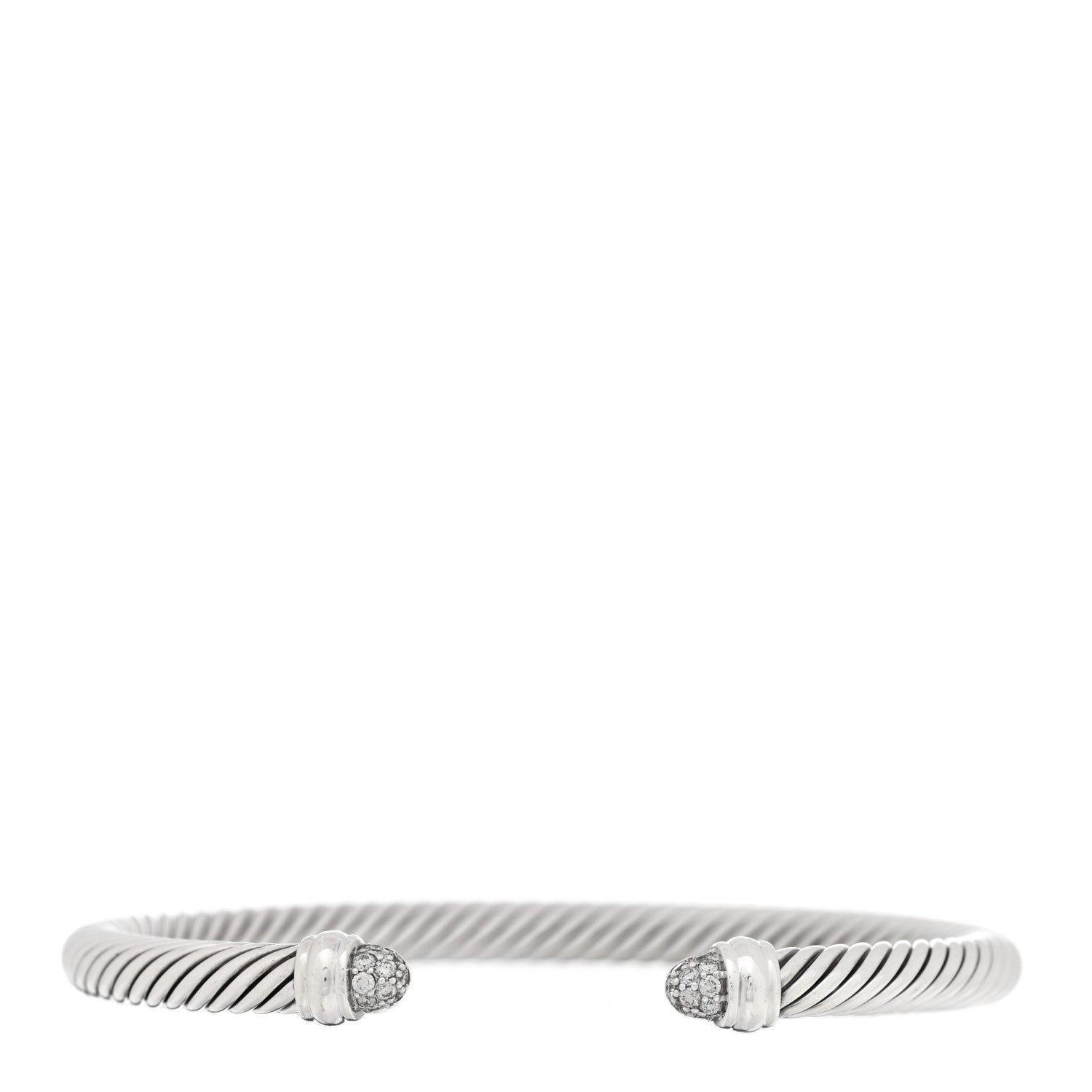 David Yurman Sterling Silver Pave Diamond 5mm Cable Classics Bracelet 1 of 3