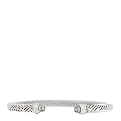David Yurman Sterling Silver Pave Diamond 5mm Cable Classics Bracelet 1 of 3