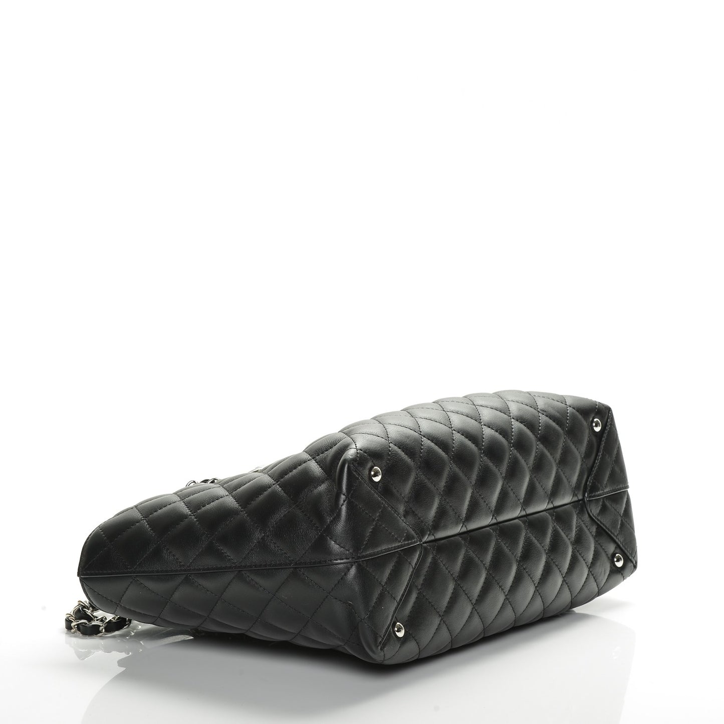 Calfskin Quilted Large Shopping Tote Black