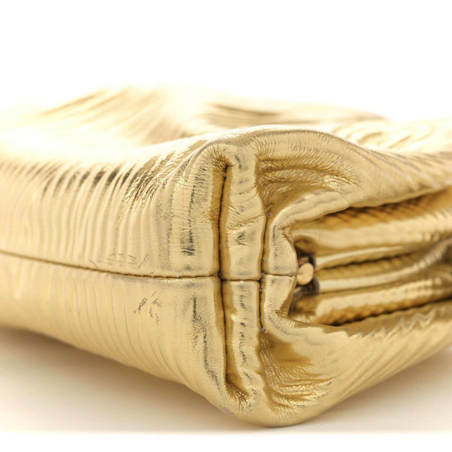 Metallic Bark Calfskin The Mini Pouch Gold