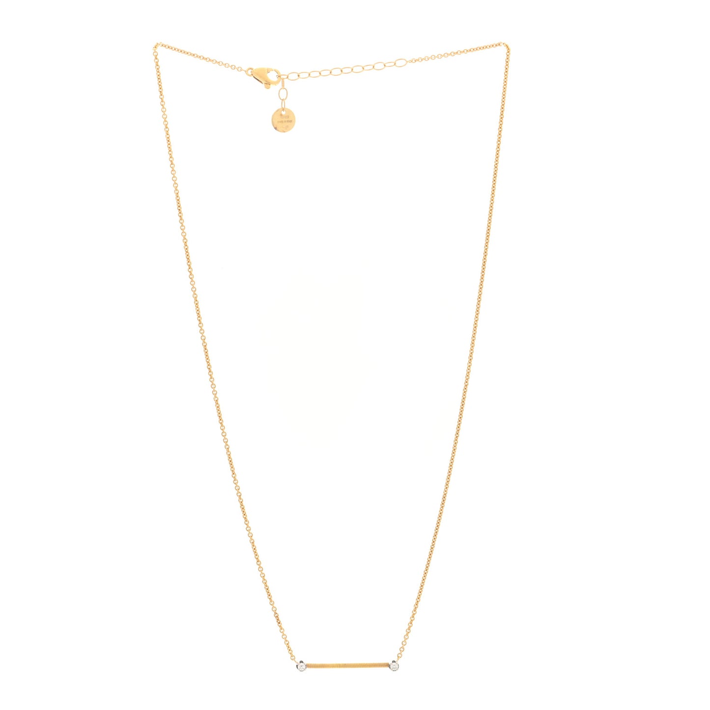 18K Yellow White Gold Diamond Bi49 Bar Station Nekclace
