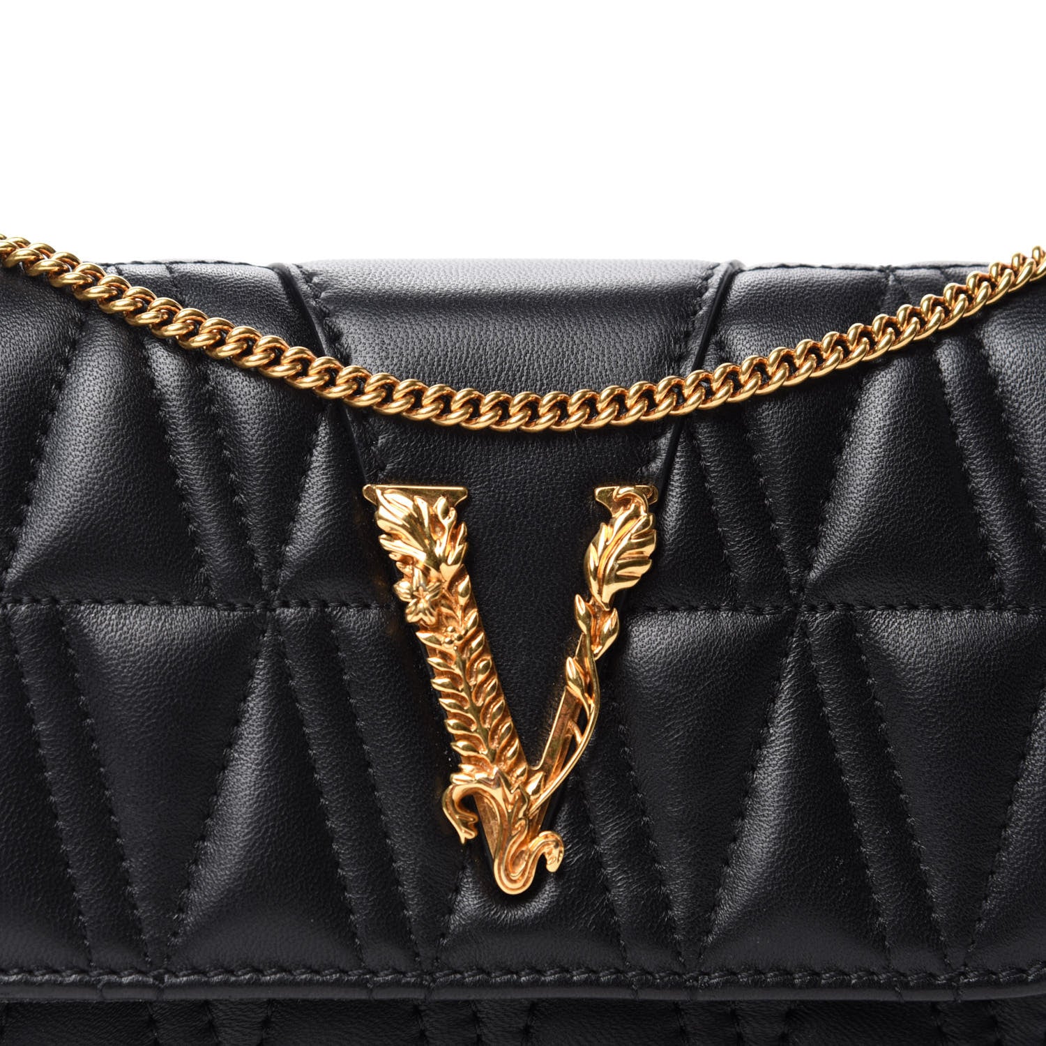 Versace Nappa Quilted Virtus Evening Bag Black 11 of 11