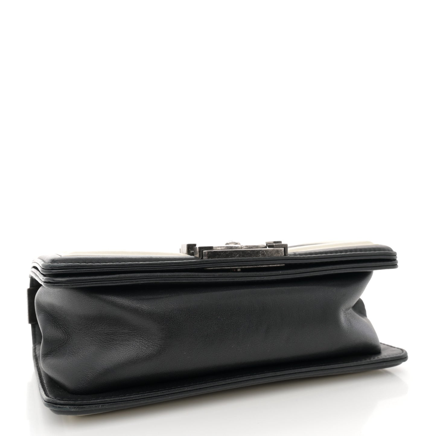 Calfskin Pleated Small Boy In Rome Flap Black White