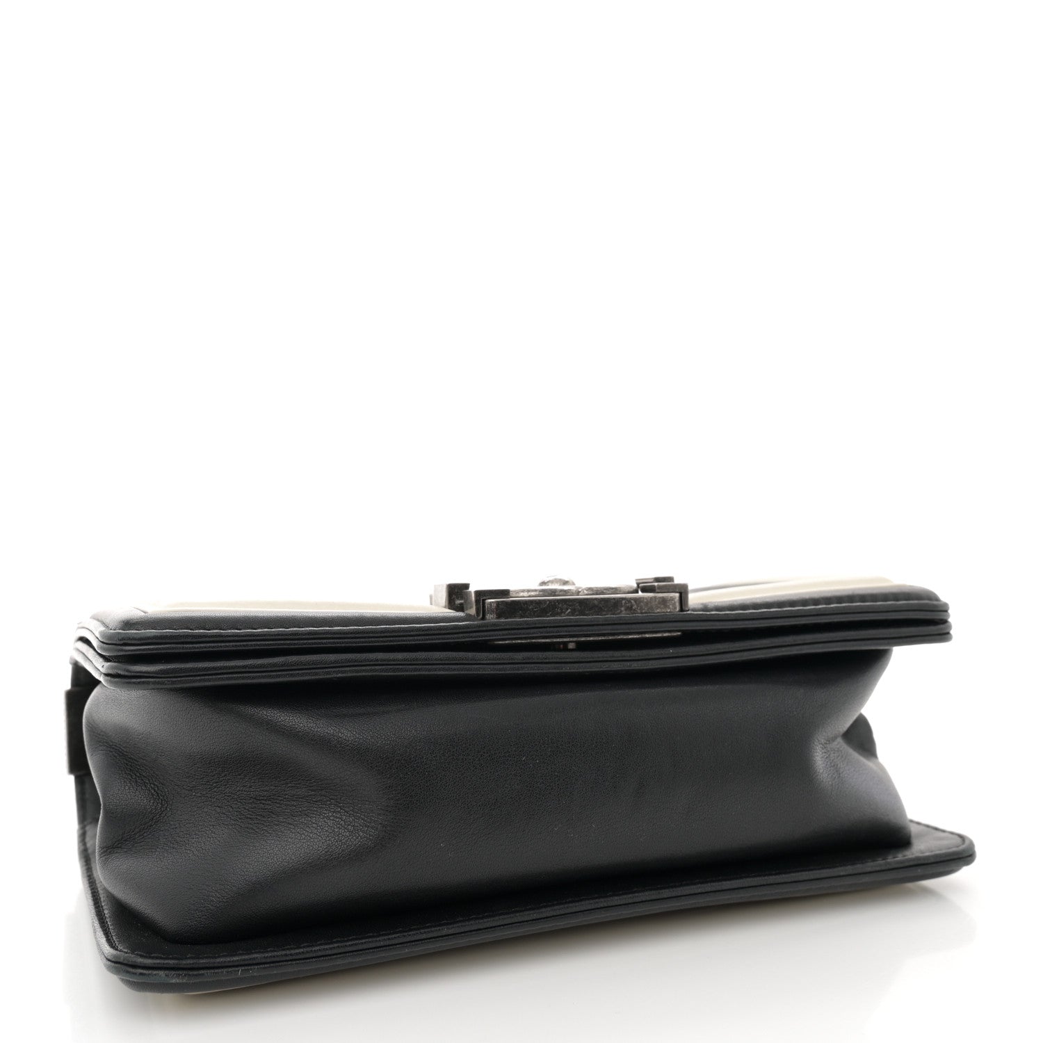 Chanel Calfskin Pleated Small Boy In Rome Flap Black White 4 of 15