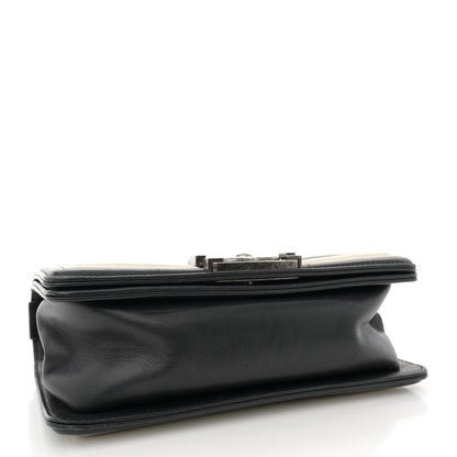 Chanel Calfskin Pleated Small Boy In Rome Flap Black White 4 of 15