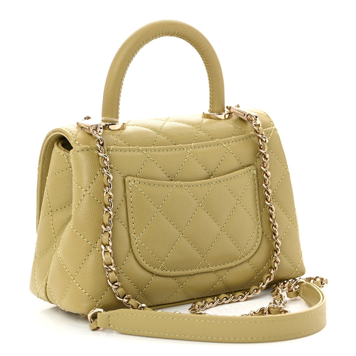 Caviar Quilted Extra Mini Coco Handle Flap Light Green