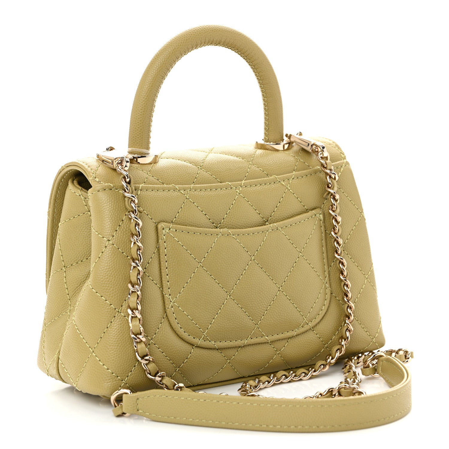 Chanel Caviar Quilted Extra Mini Coco Handle Flap Light Green 3 of 11