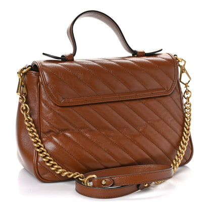 Gucci Azalea Calfskin Matelasse Diagonal Small GG Marmont Top Handle Shoulder Bag Cuir 3 of 11