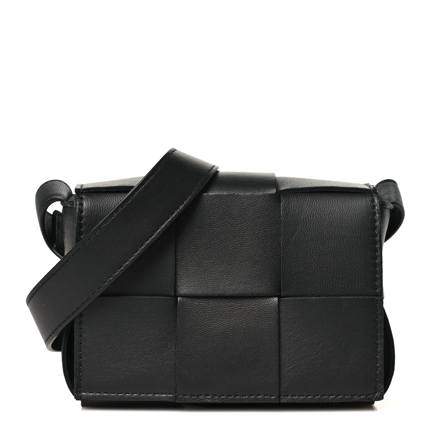 Bottega Veneta Lambskin Maxi Intreccio Candy Cassette Crossbody Bag Black 1 of 9