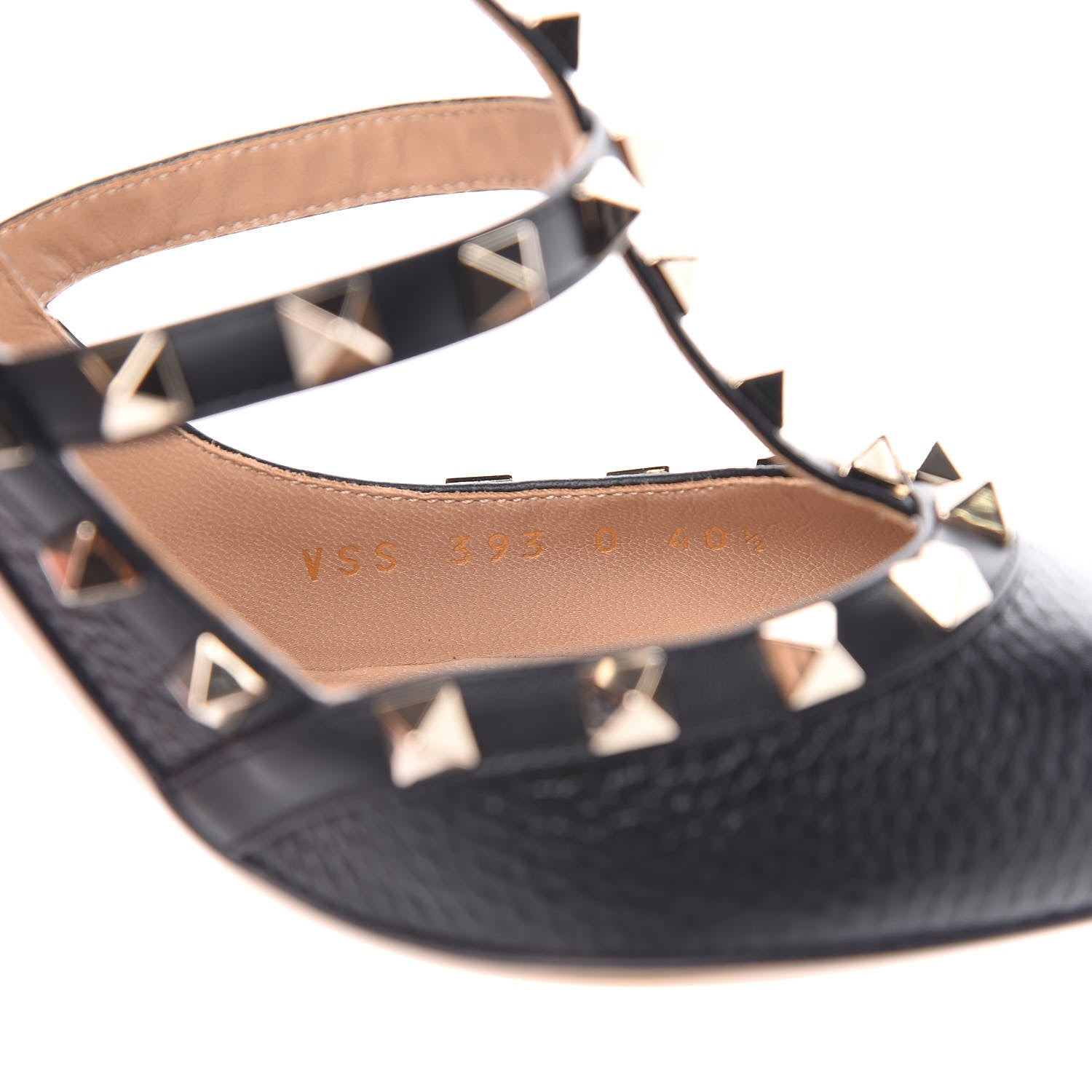 Valentino Garavani Pebbled Calfskin Rockstud Ankle Strap 100mm Pumps 40.5 Black 8 of 9