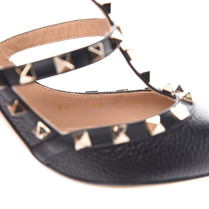 Valentino Garavani Pebbled Calfskin Rockstud Ankle Strap 100mm Pumps 40.5 Black 8 of 9