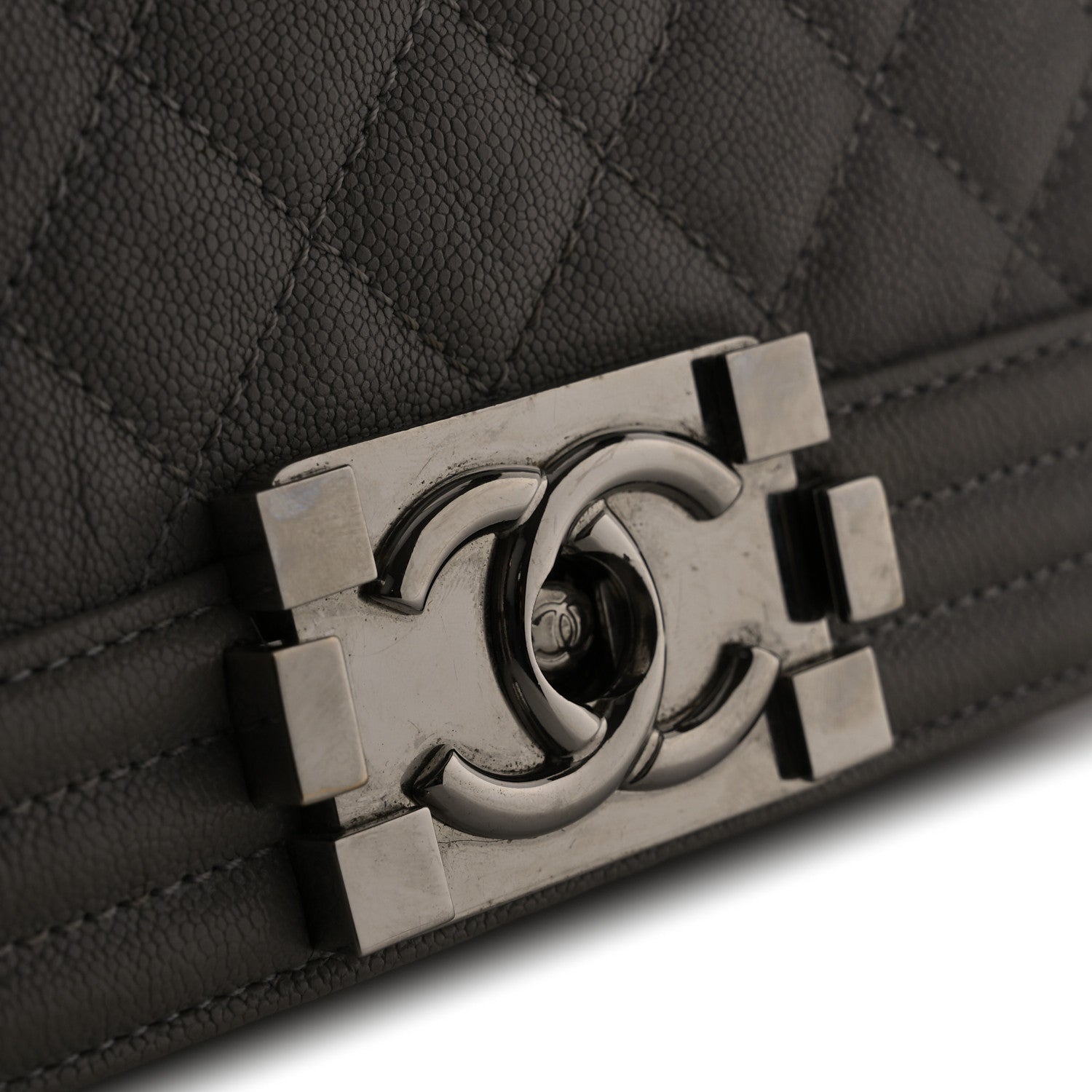 Chanel Caviar Quilted Medium Boy Flap Light Grey 11 of 15