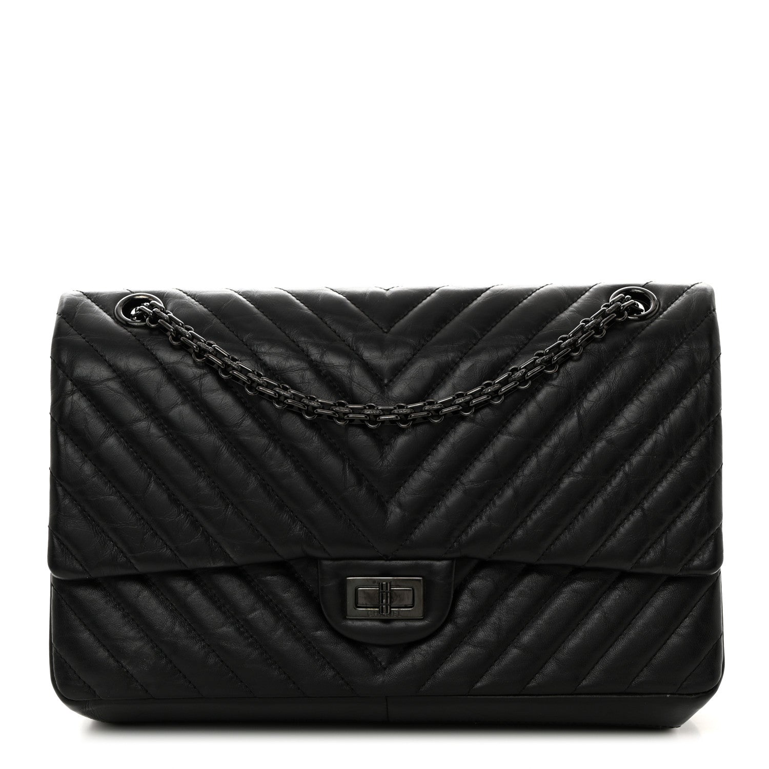 Chanel Aged Calfskin Chevron Quilted 2.55 Reissue 226 So Black 1 of 12