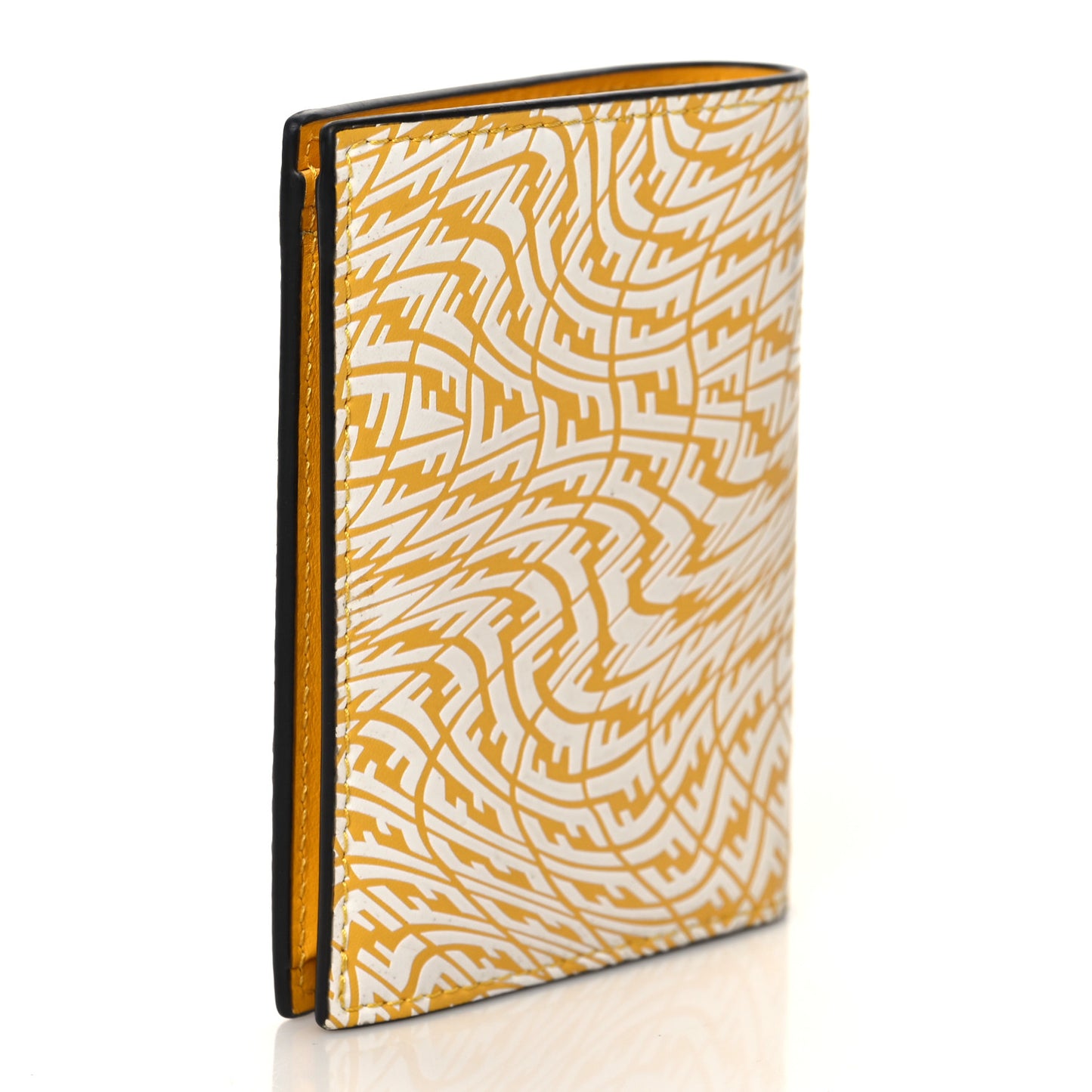 X SARAH COLEMAN Vitello Liberty Ceylon F is Fendi Micro FF Vertigo Embossed Compact Bi-Fold Wallet Mimosa White