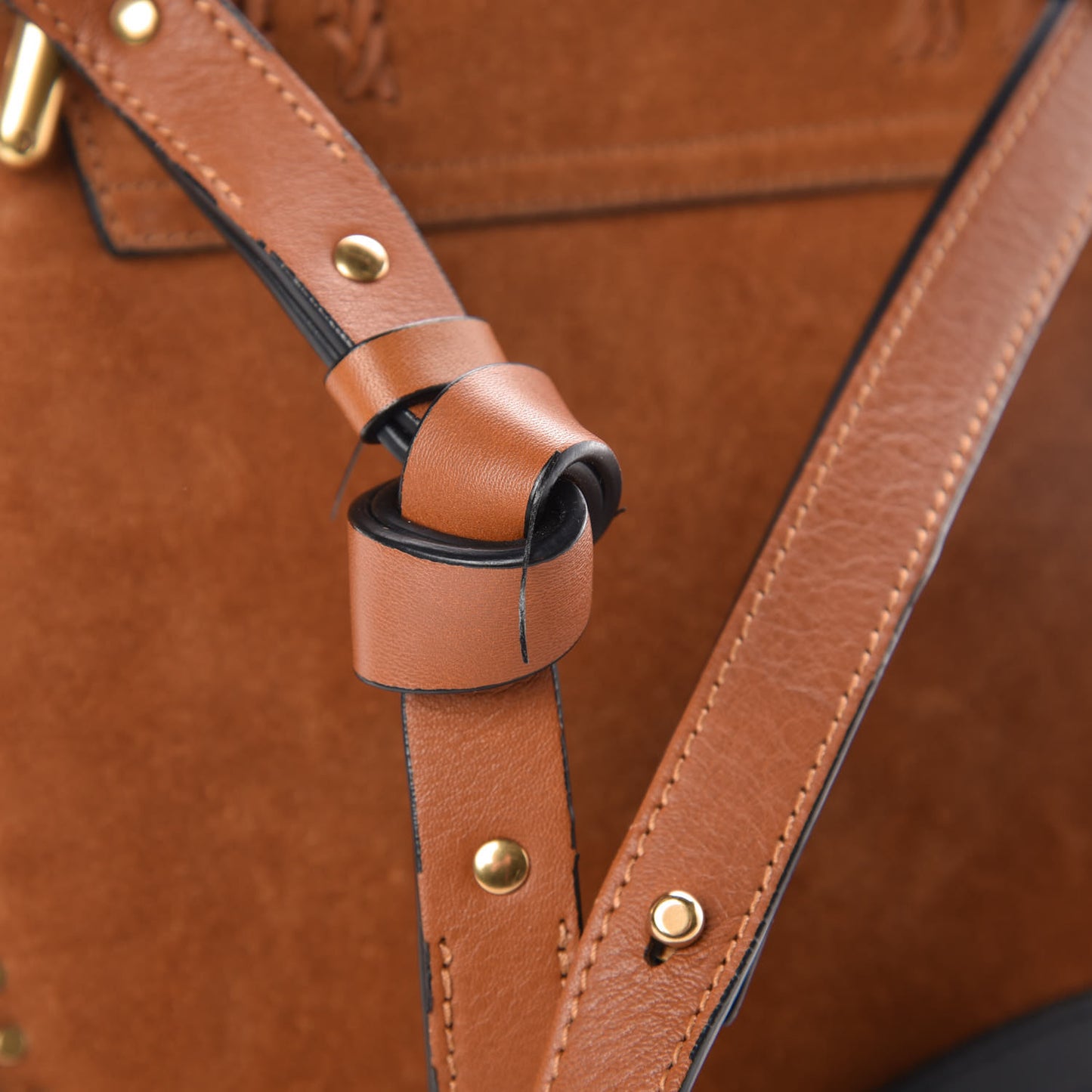 Suede Braided Small Hudson Shoulder Bag Caramel