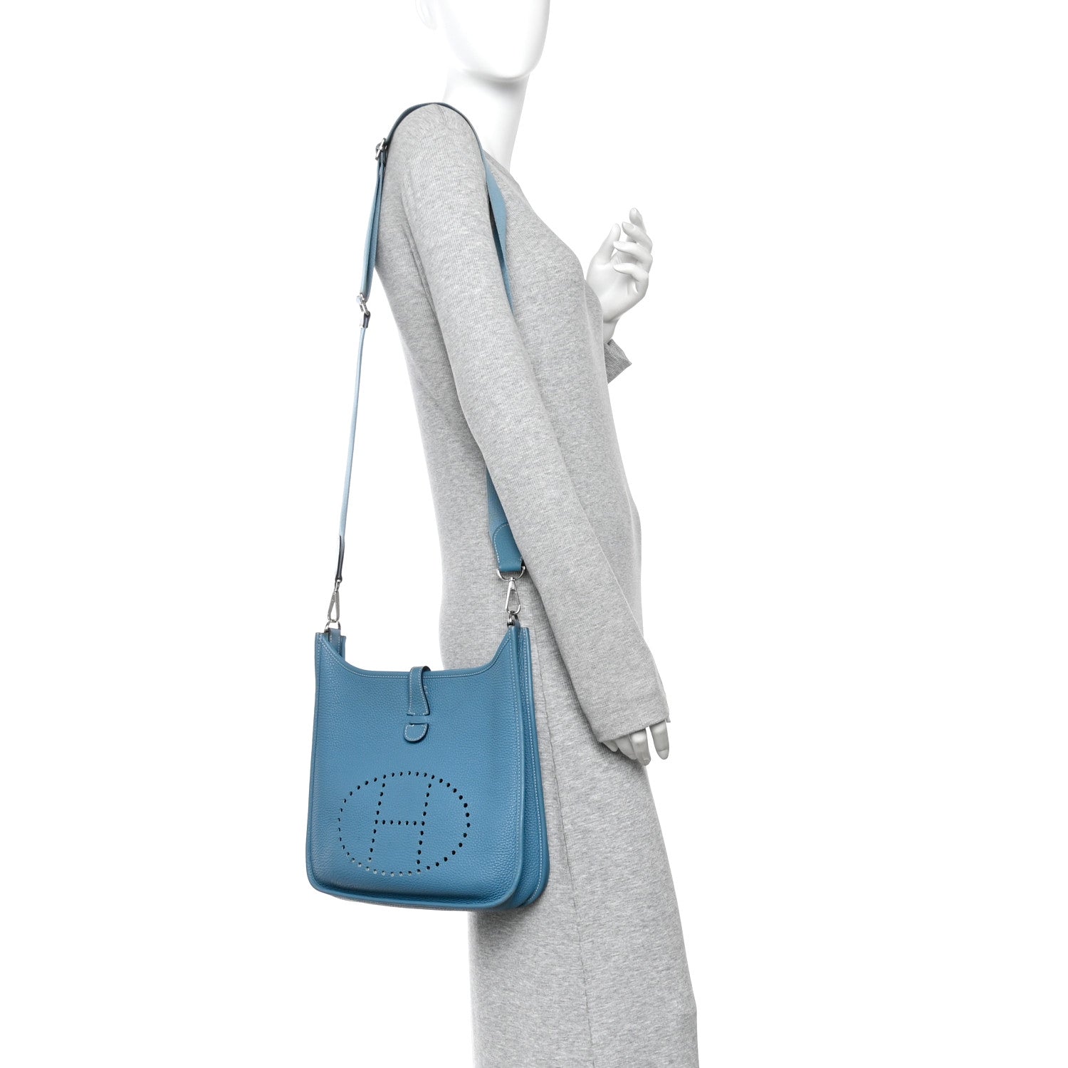 Hermes Taurillon Clemence Evelyne III GM Blue Jean 2 of 14