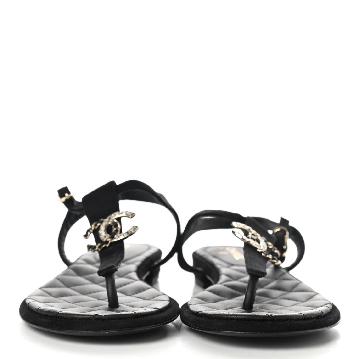Chanel Suede CC Thong Sandals 38 Black 2 of 8
