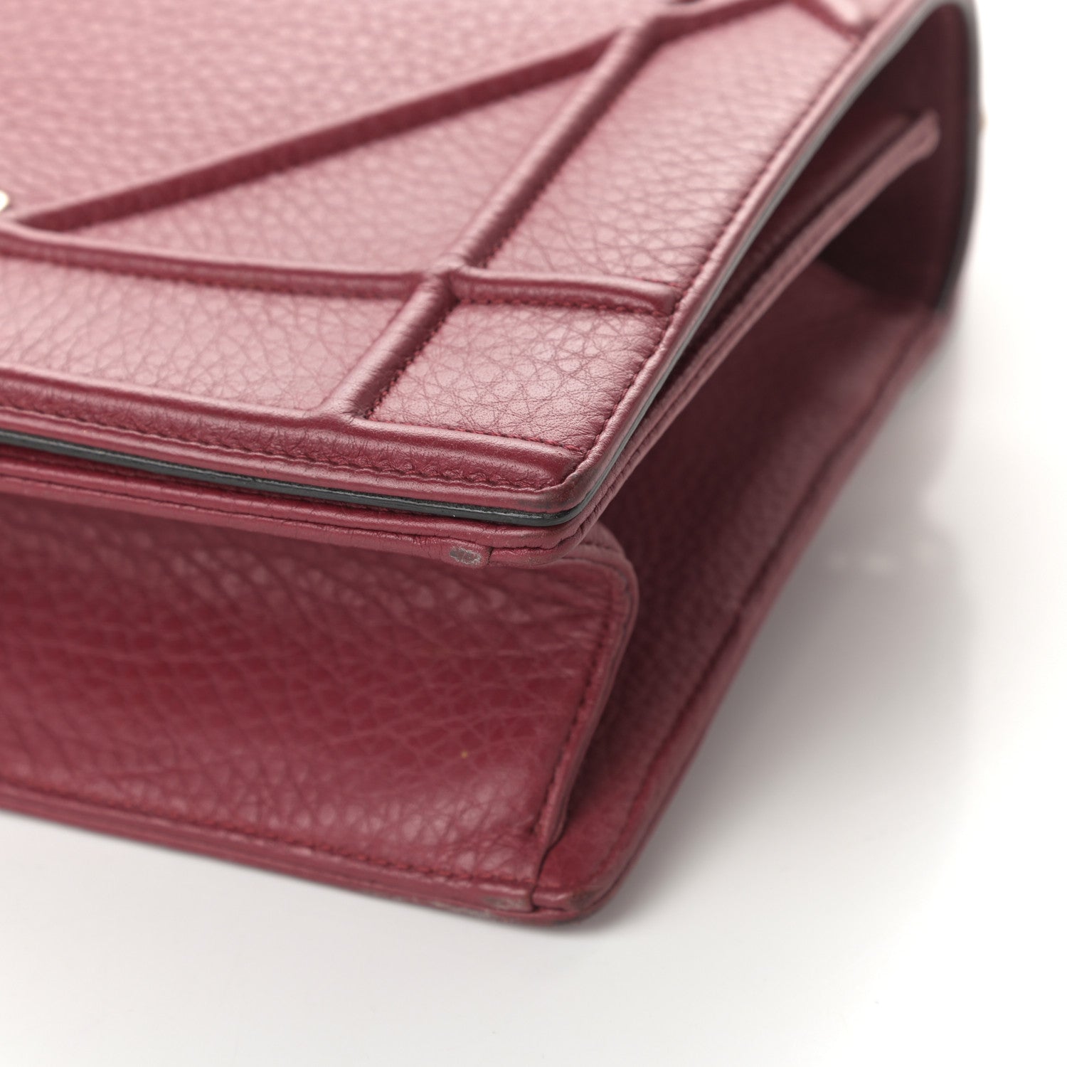 Christian Dior Grained Calfskin Medium Diorama Flap Bag Burgundy 8 of 8