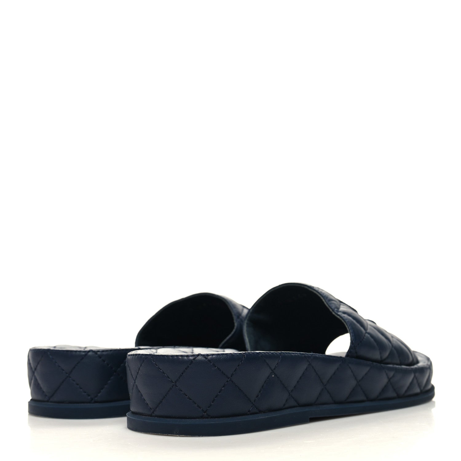 Chanel Lambskin Quilted CC Mules Sandals 37 Navy 4 of 8