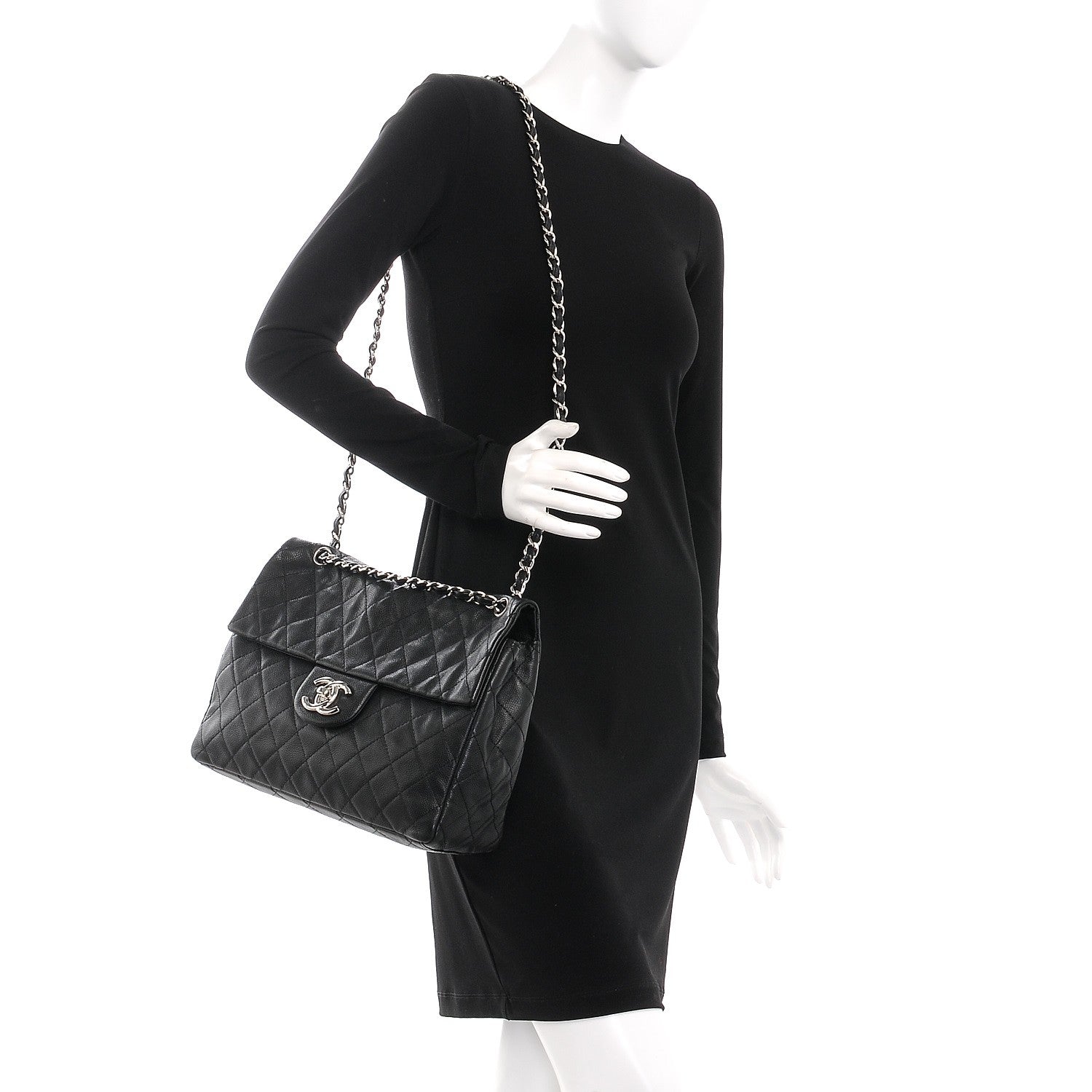 Chanel Washed Caviar Maxi Single Flap Black 3 of 8