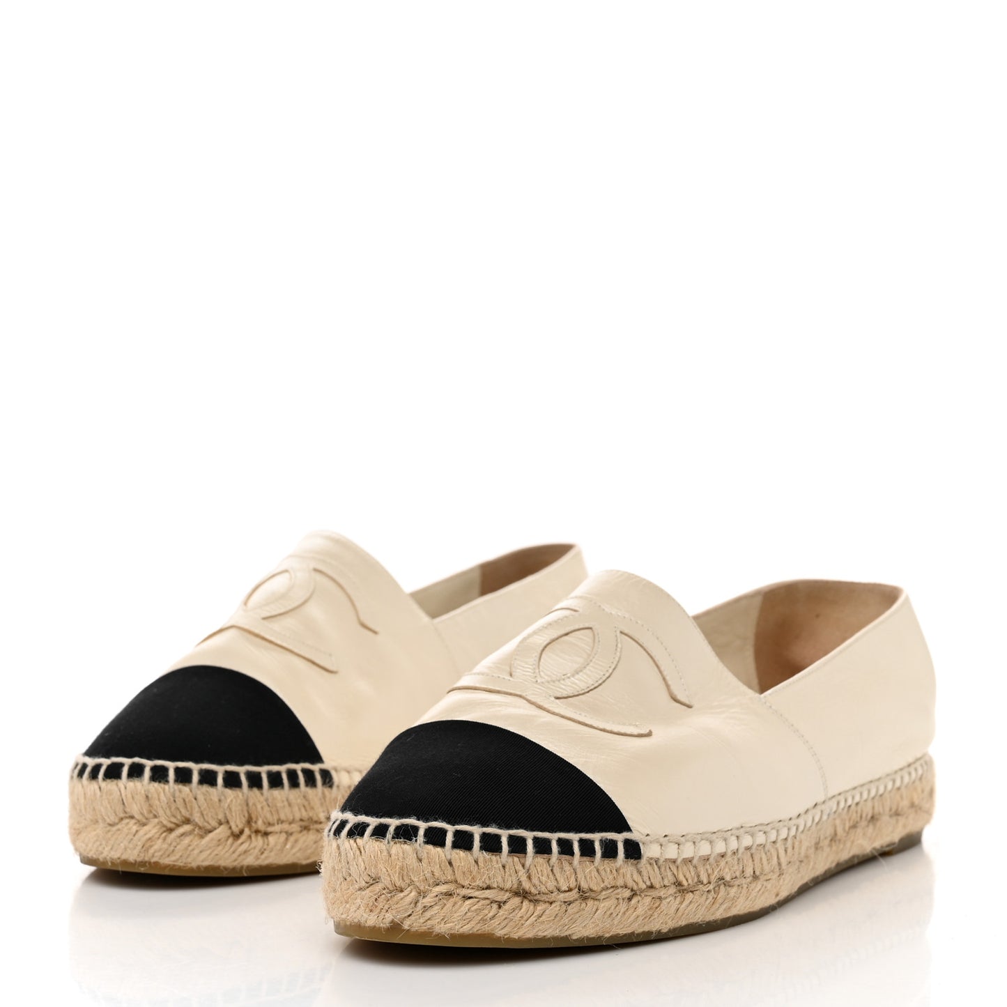 Lambskin CC Espadrilles 40 Beige Black