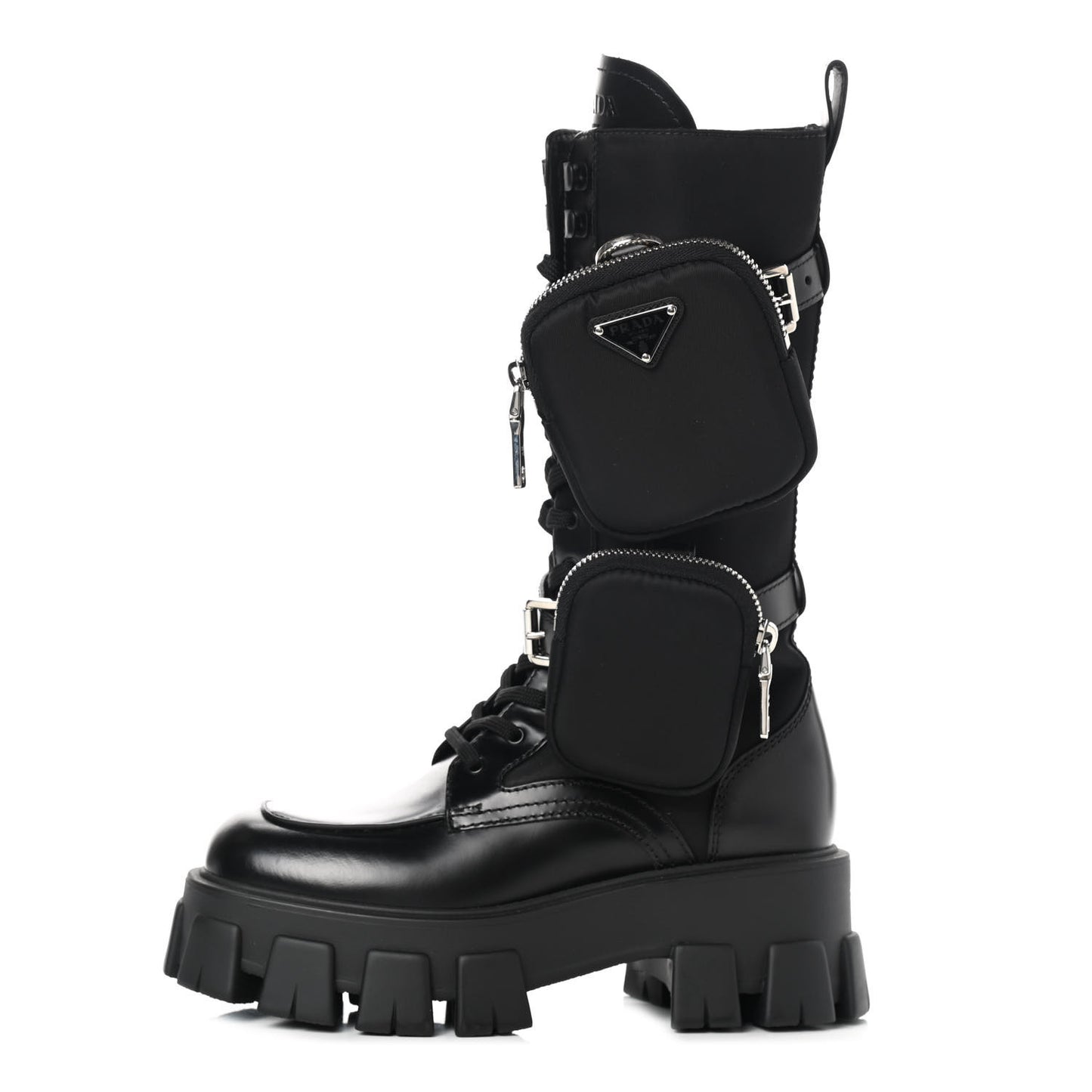 Spazzolato Rois Re-Nylon Metal Triangle Logo Monolith Pouch Pocket 55mm Tall Combat Boots 36 Black